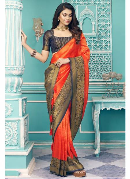 Orange Colour Anmol Pattu Rajyog New Designer Latest Ethnic Wear Saree Collection 14001
